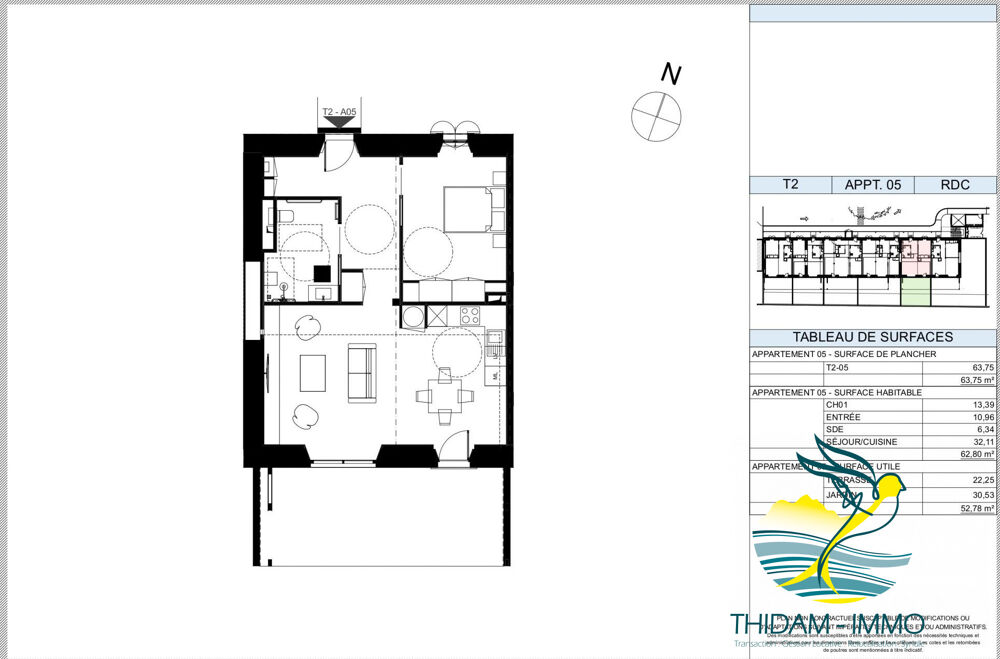 Appartement T2 rez-de-jardin