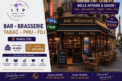 BEAU BAR RESTAURANT DANS UN QUARTIER TR&Egrave;S CONNU DU 5EME ARRONDI 605000 75005 Paris