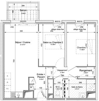  Appartement � vendre 3 pi�ces 60 m�