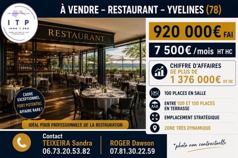 MAGNIFIQUE BRASSERIE DANS UNE BELLE VILLE DES YVELINES (78) 920000 78000 Versailles