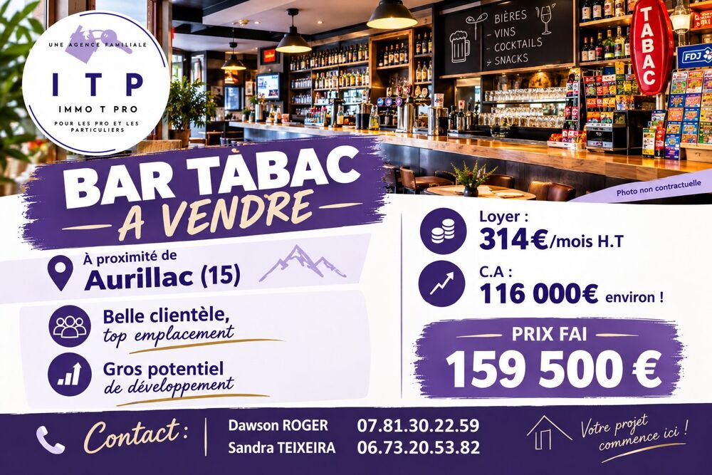   BEAU BAR TABAC FDJ DANS LA BELLE VILLE D'AURILLAC (15) 