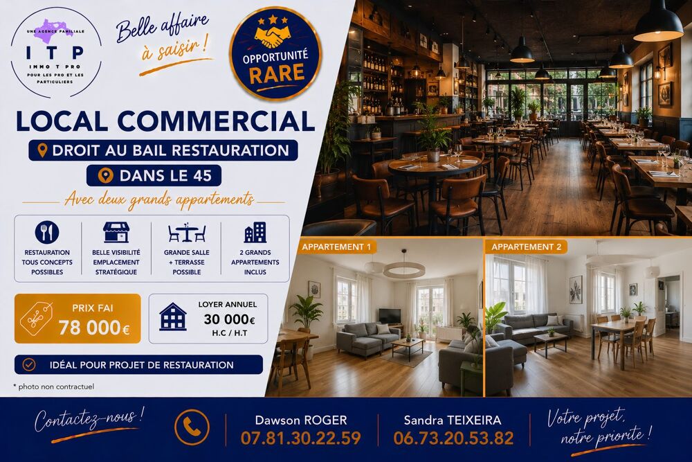   DROIT AU BAIL RESTAURANT DANS UNE BELLE VILLE DU LOIRET (45) 