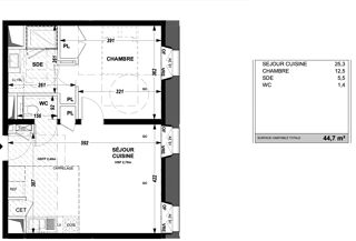  Appartement à vendre 2 pièces 45 m²