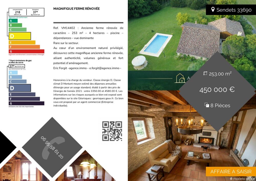 Vente Maison Magnifique Ferme Rénovée Sendets