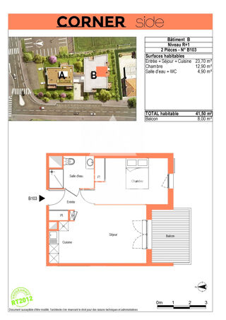  Appartement  vendre 2 pices 42 m