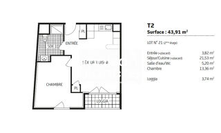  Appartement � vendre 2 pi�ces 44 m�