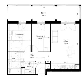  Appartement � vendre 3 pi�ces 61 m�