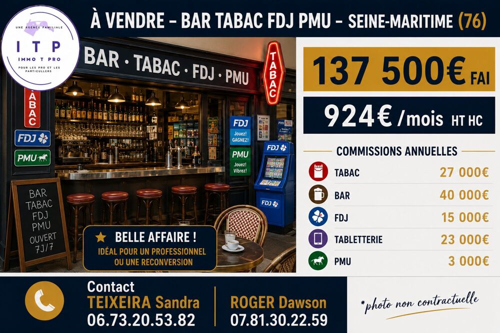   BEAU BAR TABAC FDJ PMU DANS UNE GRANDE VILLE DE SEINE MARITIME ( 