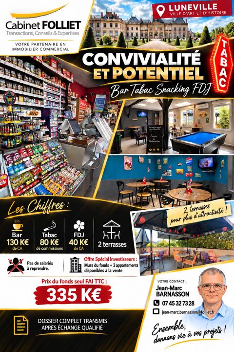 Fonds de commerce &agrave; vendre Lun&eacute;ville 333000 54300 Lunéville