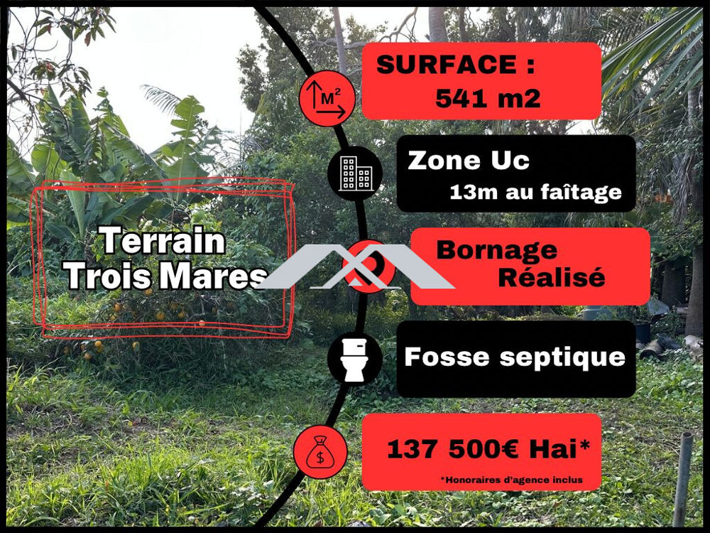 Vente Terrain Terrain constructible 541 m² utiles Trois-Mares Le tampon