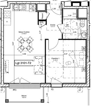  Appartement � vendre 2 pi�ces 43 m�