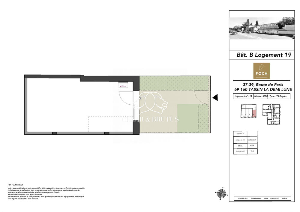 Vente Appartement Duplex plateau brut - 53 m2 avec extérieur - Tassin la Demi Lun Tassin-la-demi-lune