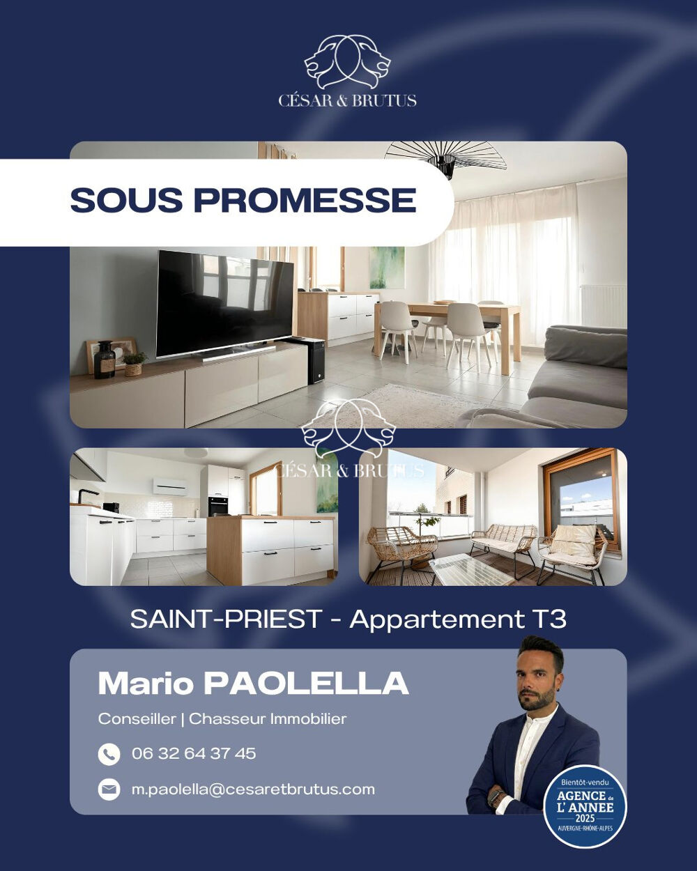 Vente Appartement Exclusivité - ST PRIEST (Centre) - Appartement T3 (76 m2) - Gar Saint-priest
