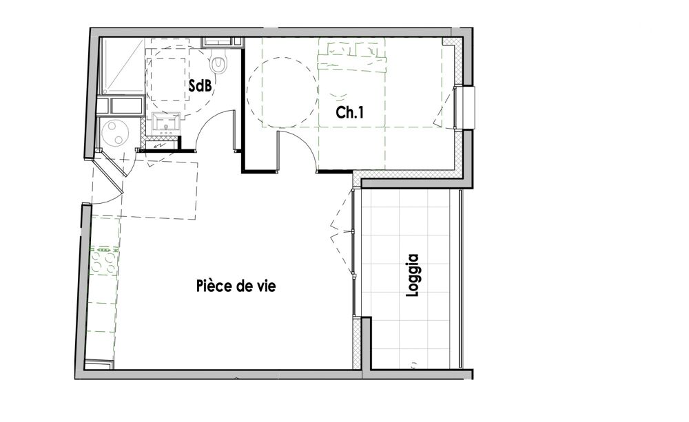 T2 2è étage avec belle loggia