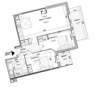  Appartement à vendre 3 pièces 65 m²
