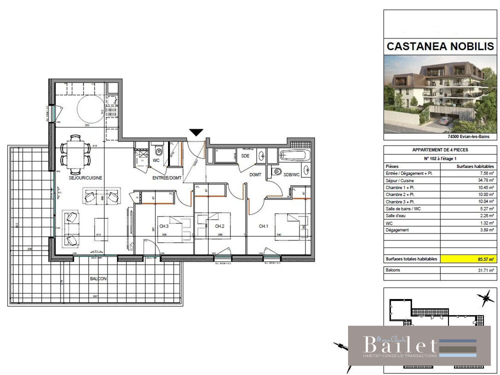  vendre  Appartement vian-les-Bains (74500)