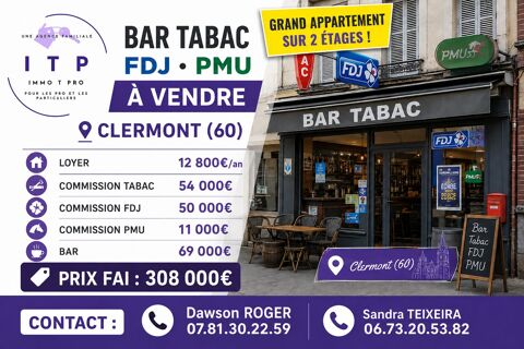 BEAU BAR TABAC FDJ DANS UNE VILLE DE L'OISE (60) 308000 60600 Clermont