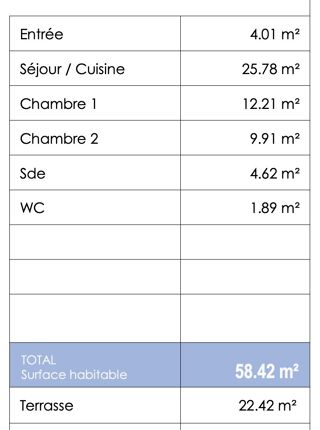  Appartement � vendre 3 pi�ces 58 m�