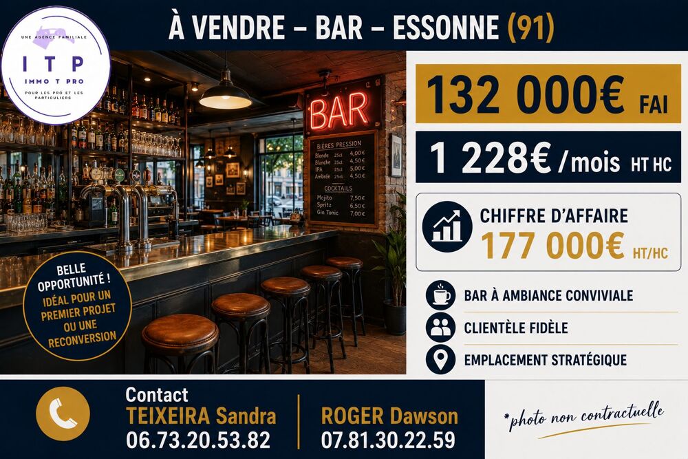   MAGNIFIQUE BAR PUB DANS UNE BELLE VILLE DE L'ESSONNE (91) 