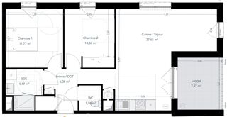  Appartement à vendre 3 pièces 62 m²