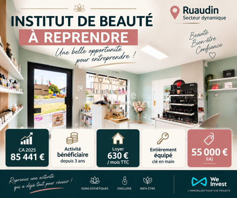 INSTITUT DE BEAUT&Eacute; RENTABLE ET CL&Eacute; EN MAIN &Agrave; RUAUDIN 55000 72230 Ruaudin