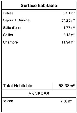  Appartement � vendre 2 pi�ces 58 m�