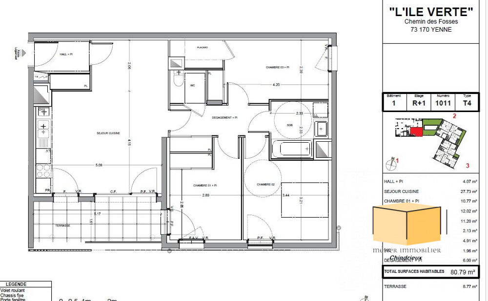Vente Appartement T4 vendu loué, avec ascenceur et terrasse: Yenne Yenne