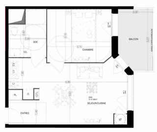  Appartement à vendre 2 pièces 42 m²