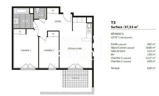  Appartement à vendre 3 pièces 58 m²