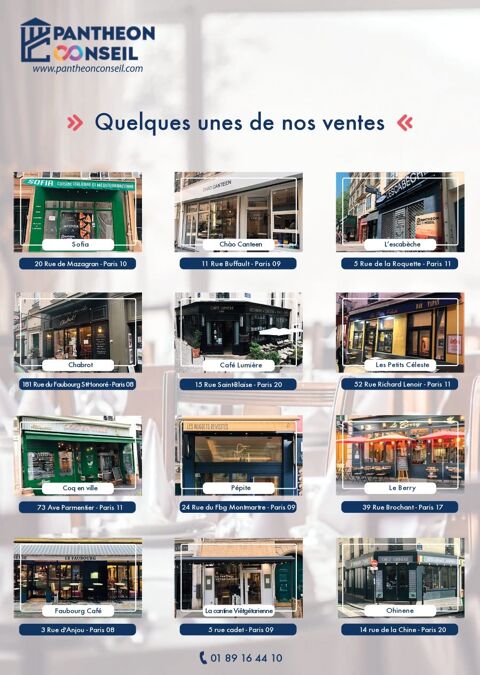 Paris 16 - Brasserie Terrasse et petit loyer 386000 75016 Paris