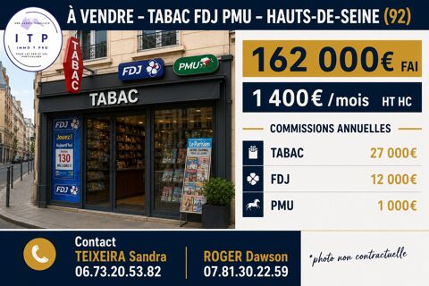 BEAU TABAC FDJ PMU AUX PORTES DE PARIS ! (92) 162000 92800 Puteaux
