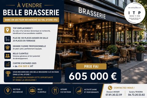 BELLE BRASSERIE DANS UNE SECTEUR RECHERCH&Eacute;E DU VAL D'OISE (95) 605000 95360 Montmagny