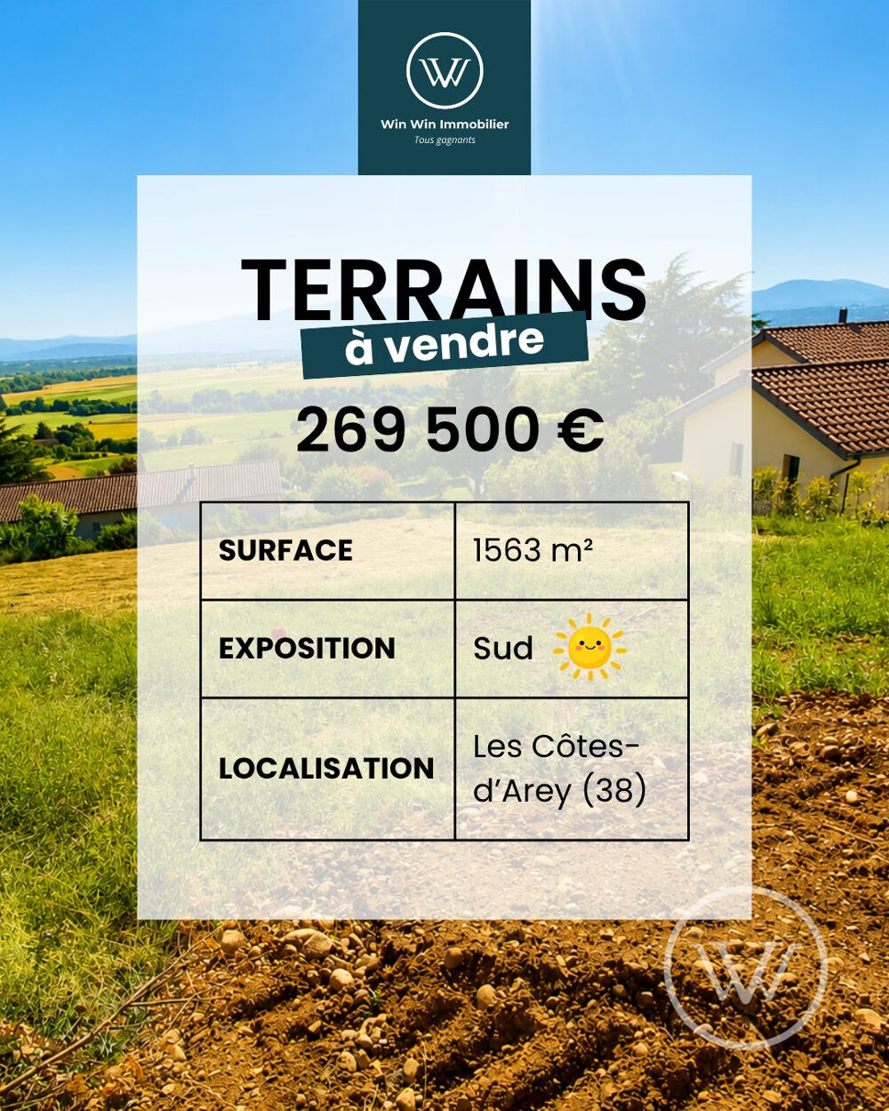 Vente Terrain TERRAINS LES CÔTES-D'AREY - AUVERGNE-RHÔNE-ALPES - PROCHE LYON Les côtes-d'arey