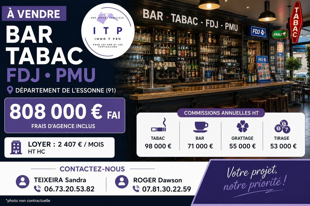   BEAU BAR TABAC FDJ PMU DANS UNE BELLE VILLE DE L'ESSONNE (91) 