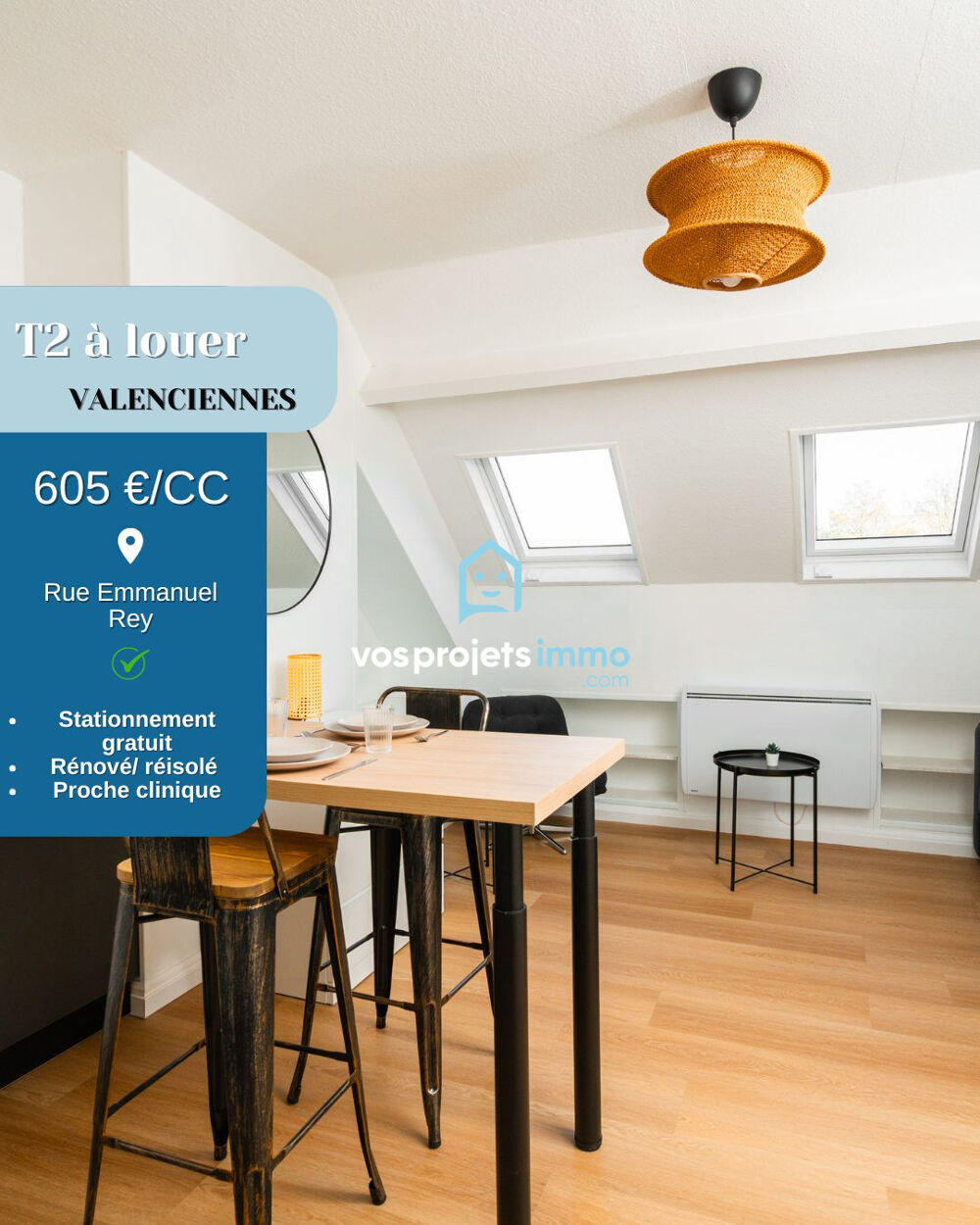 Location Appartement T2 2e étage rénové Valenciennes