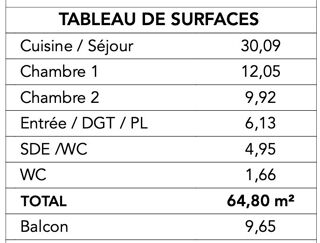  Appartement � vendre 3 pi�ces 65 m�