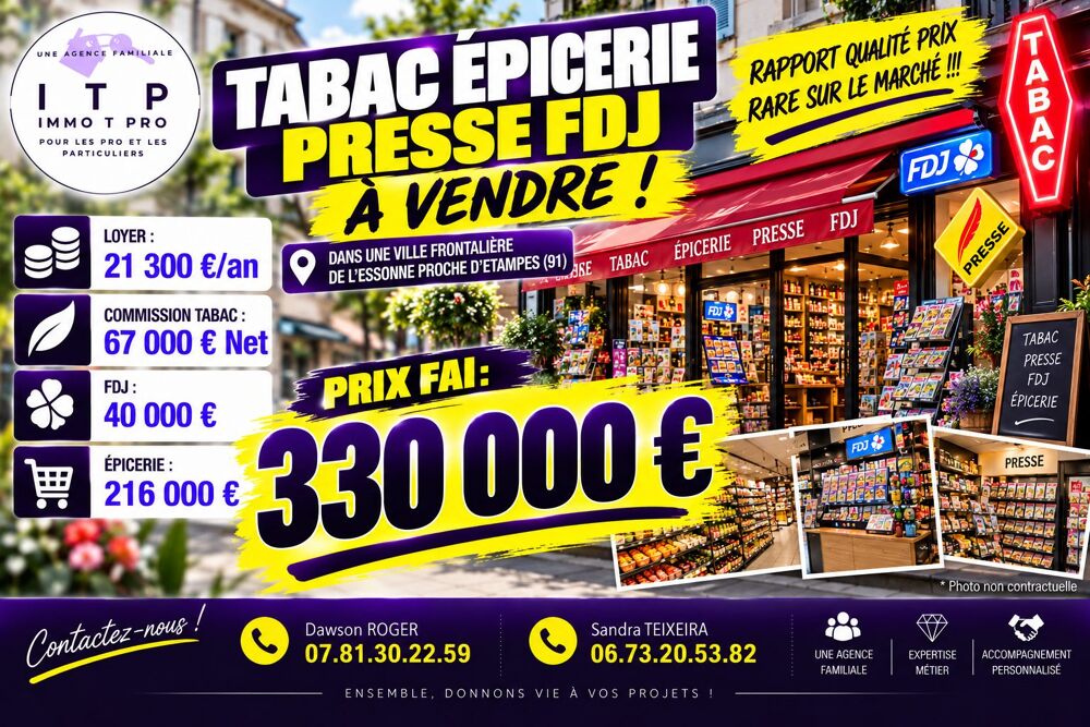   BEAU TABAC EPICERIE PRESSE FDJ DANS UNE VILLE FRONTALIÈRE DE L' 