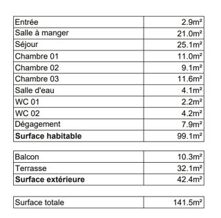  Appartement à vendre 4 pièces 98 m²