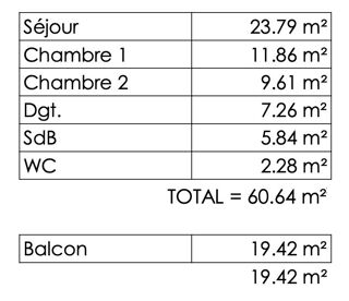  Appartement � vendre 3 pi�ces 61 m�