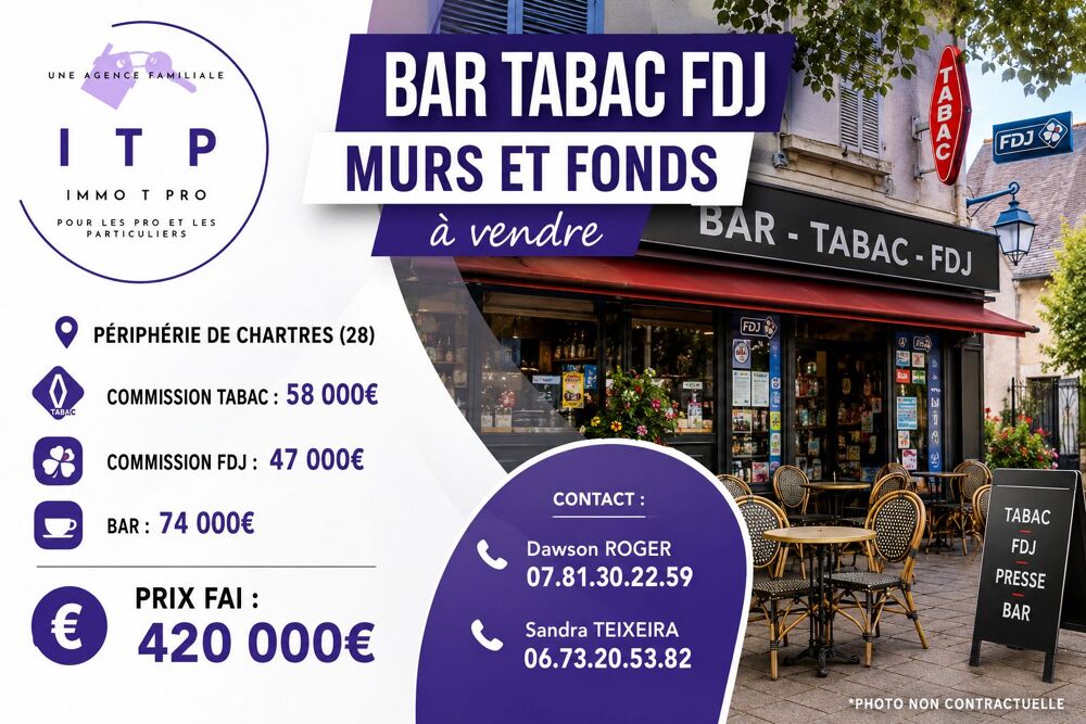   MAGNIFIQUE BAR TABAC FDJ PMU DANS LA PERIPHERIE DE CHARTRES (28) 