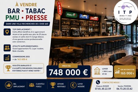 BEAU BAR TABAC DANS UNE VILLE RECHERCHEE DE L'OISE (60) 748000 60000 Beauvais