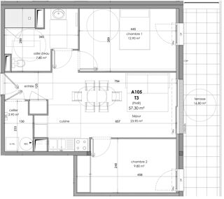  Appartement � vendre 3 pi�ces 57 m�