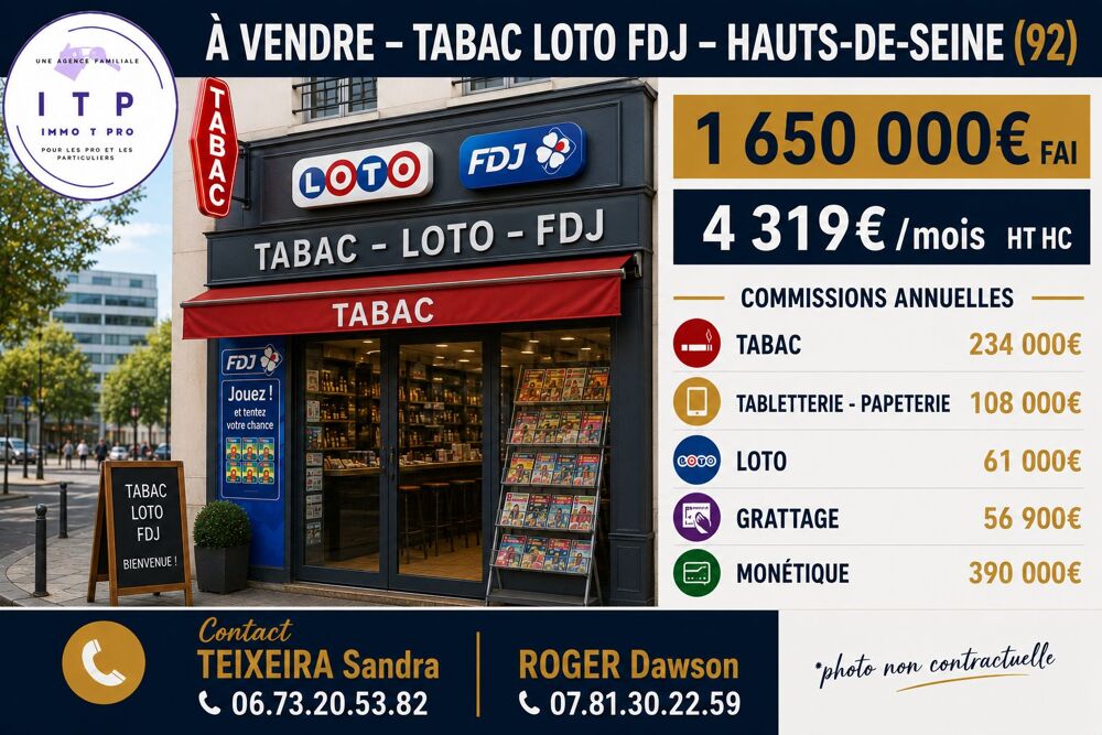   MAGNIFIQUE TABAC FDJ PMU DANS UNE VILLE RECHERCHÉE DES HAUTS DE 