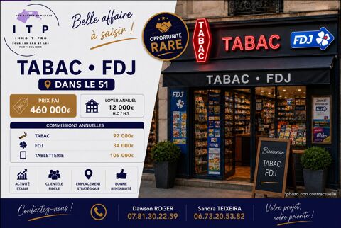 MAGNIFIQUE TABAC FDJ DANS LA PERIPHERIE DE REIMS (51) 460000 51100 Reims