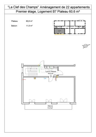  Appartement à vendre 3 pièces 61 m²