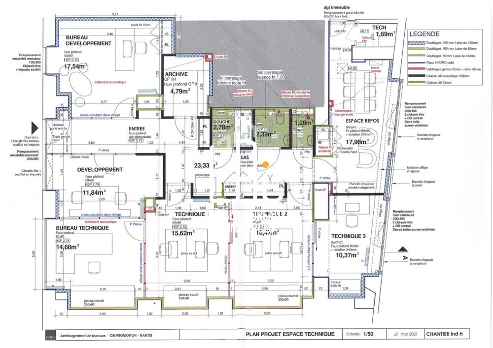   Nantes Ile de Nantes CHU- Local commercial à louer 140 m2 