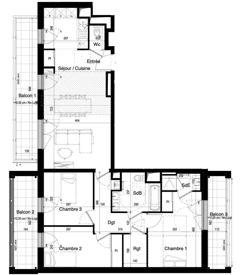 Vente Appartement T4 traversant triple terrasse Saint-malo