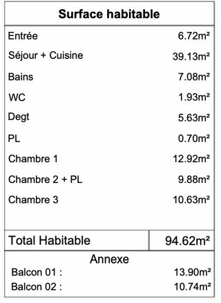  Appartement � vendre 4 pi�ces 95 m�