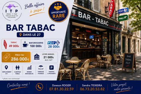 BEAU BAR BRASSERIE TABAC FDJ DANS UNE JOLIE VILLE DE L'EURE (27) 286000 27100 Val-de-reuil