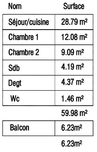  Appartement � vendre 3 pi�ces 60 m�